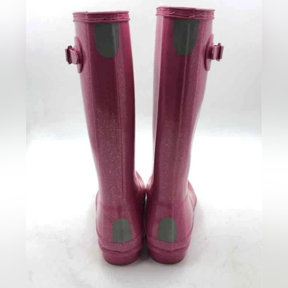 Hunter Pink Giant Glitter Rain Rubber Waterproof Boots Women 5 Or EU 37 - Picture 7 of 11